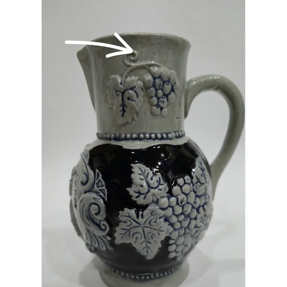Vintage Marzi & Remy German Salt Glaze Stoneware Pitcher Winninger Weinhex Jug